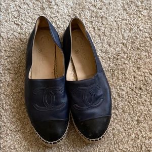 Chanel espadrilles lambskin black/navy blue